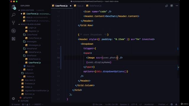 Building Out Chat Console - Add Avatar to User Dropdown смотреть онлайн