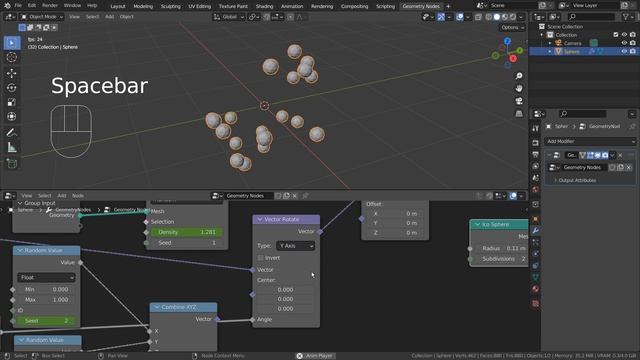 Blender Tutorial - Geometry Nodes - Vector rotate смотреть онлайн