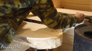 Красивый Полок в Бане из Осинового Бревна