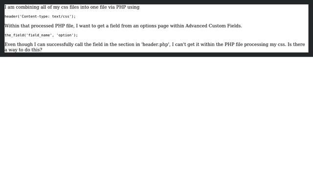 Wordpress: Get ACF options field in PHP acting as CSS смотреть онлайн