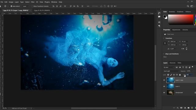Как создать подводную фотографию в Photoshop. Эффект фото под водой. Underwater Photo Effect смотреть онлайн