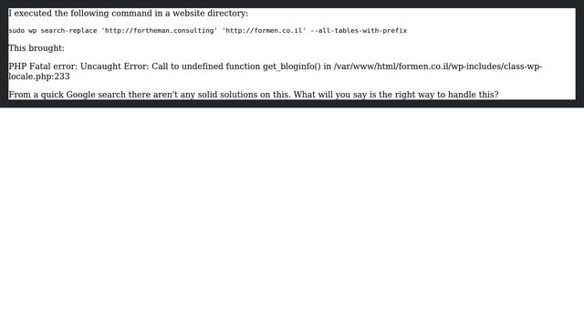 Wordpress: wp search-replace inside site's directory bring PHP fatal error смотреть онлайн