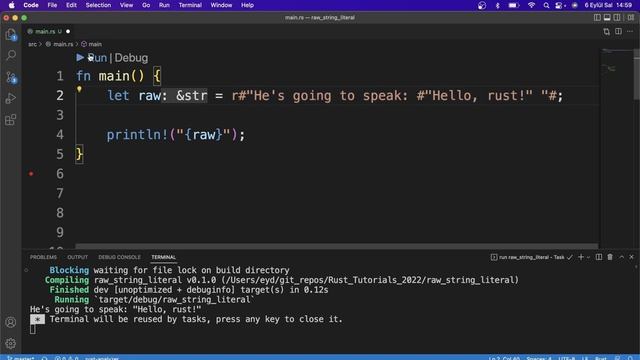 Rust Programming Tutorial #27 - raw string literals смотреть онлайн