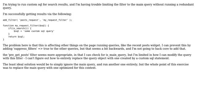 Wordpress: How to restrict posts_request filter to the main query only? смотреть онлайн