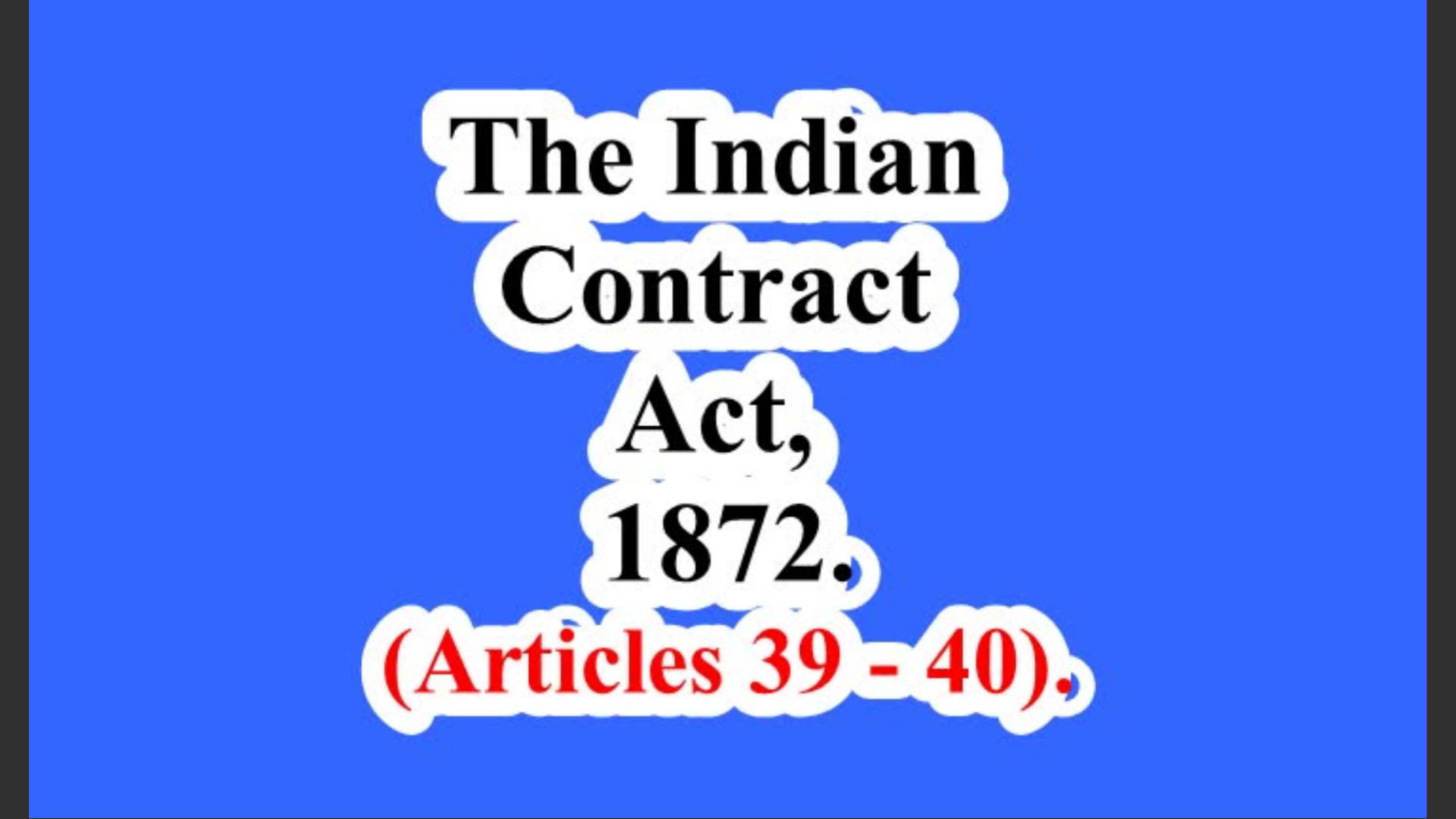 India. The Indian Contract Act, 1872. (Articles 39 – 40).