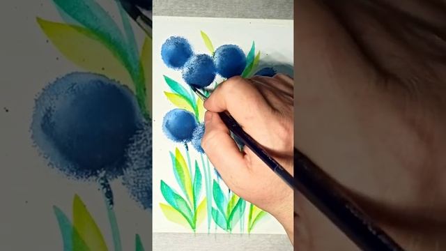 Как просто нарисовать цветы гуашью при помощи круглой кисти-губки. смотреть онлайн