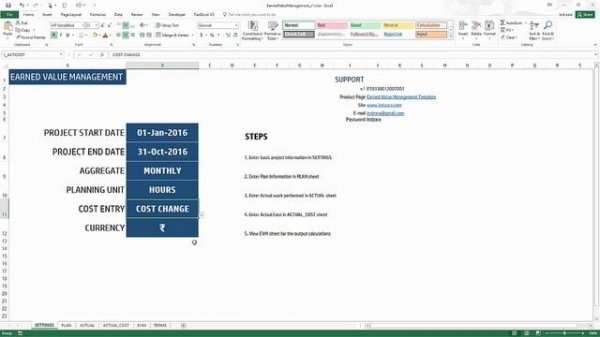 Earned Value Management - Excel Template - Tour