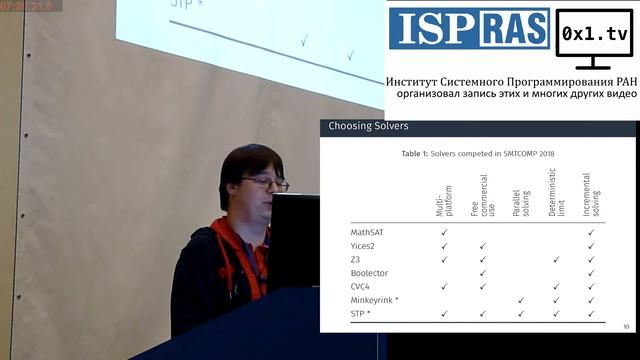 Применение SMT-солверов в статическом и динамическом символь … нии — экспериментальное исследование смотреть онлайн