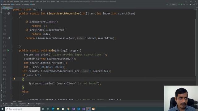 3 -Linear Search Algorithm Code using Recursion in Java смотреть онлайн
