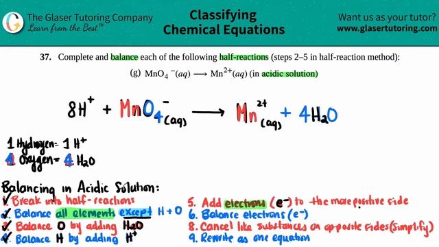 4.37g | Balance the half-reaction: MnO4−(aq) → Mn2+(aq) (in acidic solution) смотреть онлайн