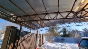 Деформация навеса от снеговой нагрузки.