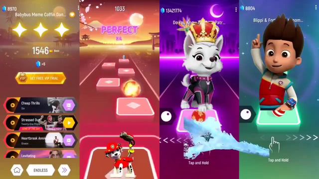 Paw Patrol The Mighty Movie | Marshall 🆚 Tracker 🆚 Everest 🆚 Zuma | Paw Patrol Tiles Hop