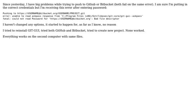 Unable to push to remote Git repository, reading response from git-gui--askpass failed смотреть онлайн