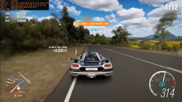 Ryzen 1700 + 1080 Ti | Forza Horizon 3 DX12 | 1080p ULTRA CPU TEST смотреть онлайн