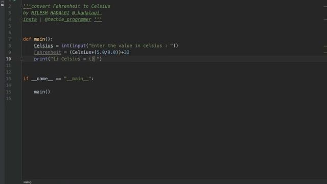 Python programmed to convert Celsius to Fahrenheit |Example 1| Nilesh Hadalgi смотреть онлайн