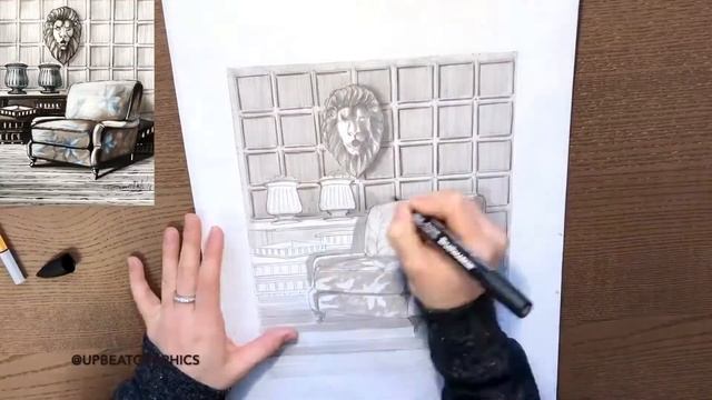 Inspiring interior sketch. Lion mask. смотреть онлайн