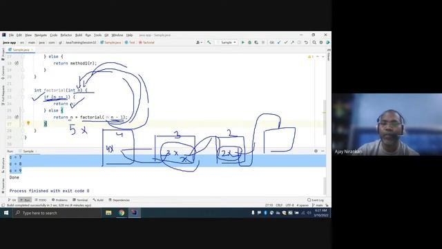 Java Training Session 32 Recursion, How the recursive call work, Factorial of n using recursive cal смотреть онлайн