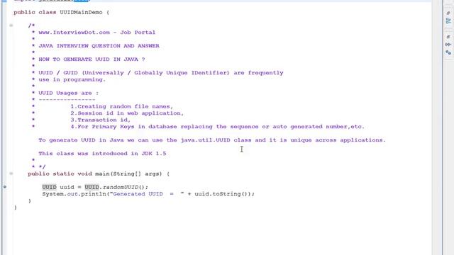 GENERATE UUID JAVA смотреть онлайн