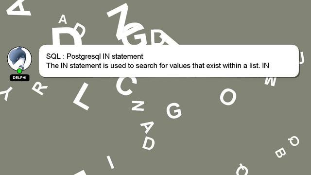 SQL : Postgresql IN statement смотреть онлайн