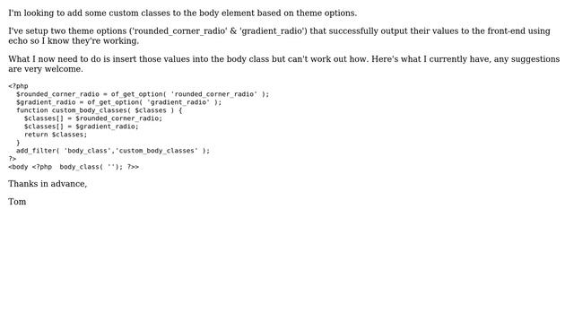 Wordpress: Adding theme option values as custom body class смотреть онлайн