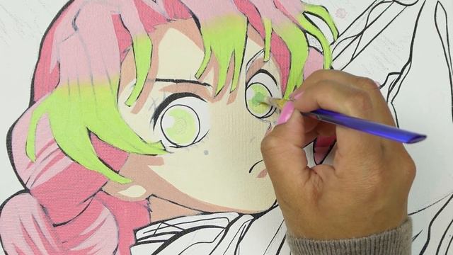 Painting Hashira Mitsuri Kanroji From Demon Slayer | Using Acrylic Paint on Canvas | Step By Step смотреть онлайн