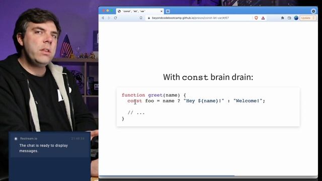JavaScript Lesson: THE TRUTH about const, let, & var (& why I hate const) SLIDES in DESC смотреть онлайн