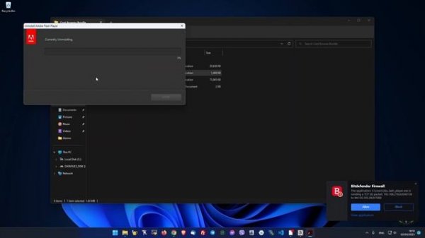 Cent Browser with flash installation on Windows 11