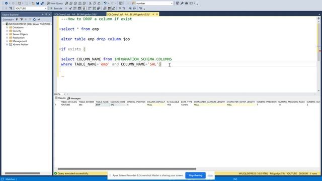 SQL | How to drop a column if exist in the table смотреть онлайн