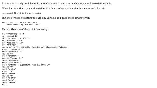set variable in bash script with EXPECT смотреть онлайн