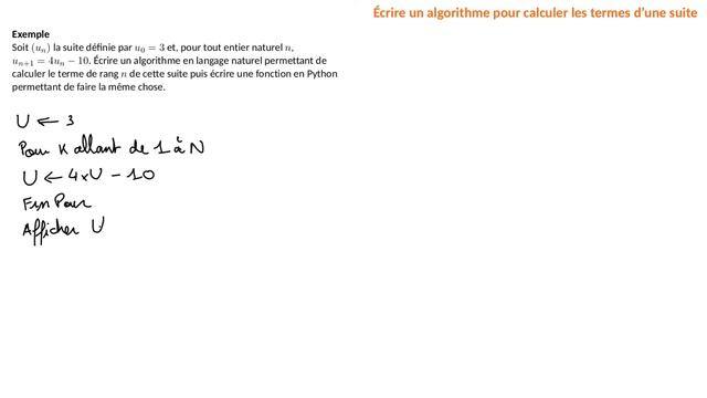 Comment écrire un algorithme pour calculer les termes d'une suite ? смотреть онлайн