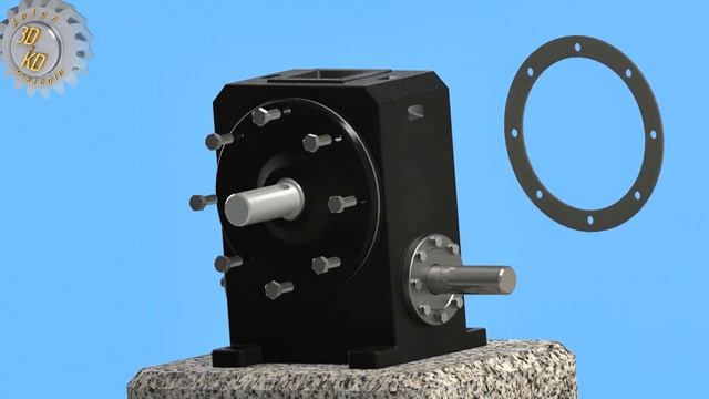 Червячный редуктор - Анимация сборки и работы смотреть онлайн