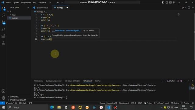 Удаление элементов списка по условию. Решение задачи на Python смотреть онлайн