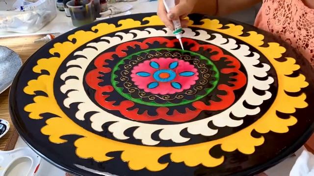 Большая тарелка - Таджикский чакан - Круглая картина на стену смотреть онлайн