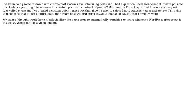 Wordpress: Schedule future post to custom post status instead of publish? смотреть онлайн