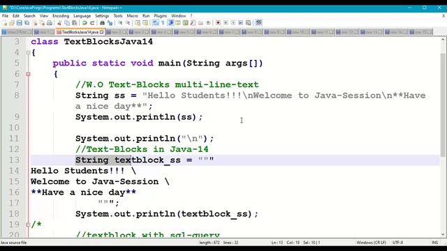 Java Text Blocks Preview-feature in Java14|| Java Text Blocks with Escape Sequence Characters|| #37 смотреть онлайн