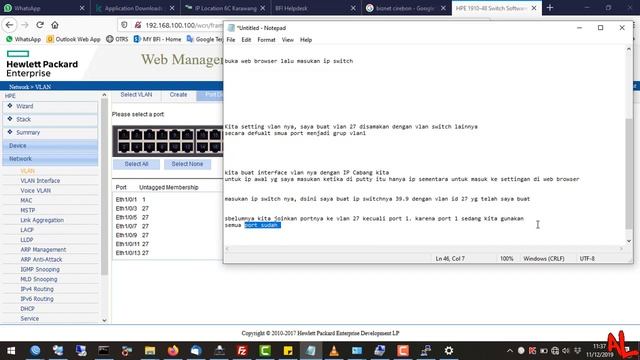 Setting IP Address Dan Vlan Switch HP 1910 смотреть онлайн