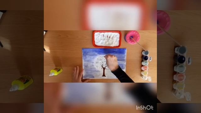 Аппликация "Заснеженное дерево" смотреть онлайн