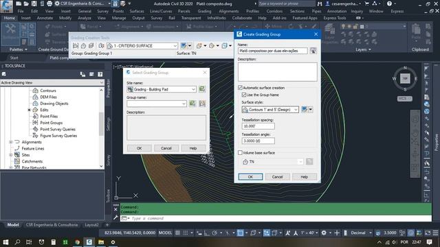 Platô composto por duas elevações (Feature line, Grading) no AutoCAD Civil 3D 2020 смотреть онлайн