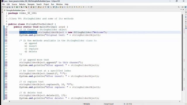 Java 99: StringBuilder and some of its methods смотреть онлайн