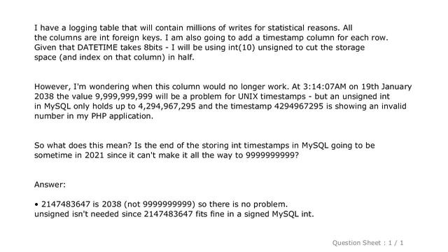 MySQL : How should unix timestamps be stored in int columns? смотреть онлайн