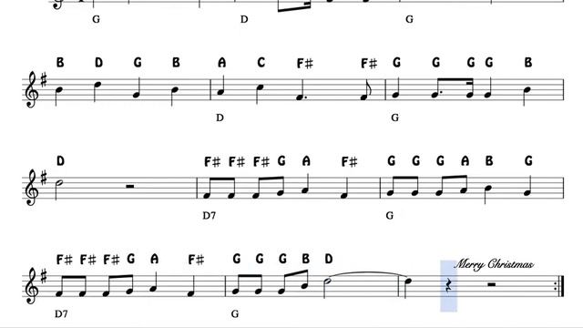 100 Angels Easy Christmas Notes Sheet Music for Flute Violin Recorder Oboe with chords смотреть онлайн