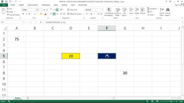 PART 90 - 5 ARGUMENTS IN OFFSET FUNCTION IN MS EXCEL (TAMIL) | Kallanai YT смотреть онлайн