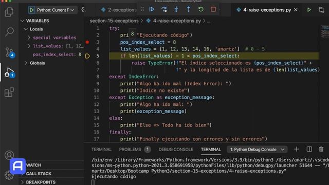 Bootcamp Python 3 - Manejo de Excepciones - Práctica - Raise Exceptions - Excepciones personalizada смотреть онлайн