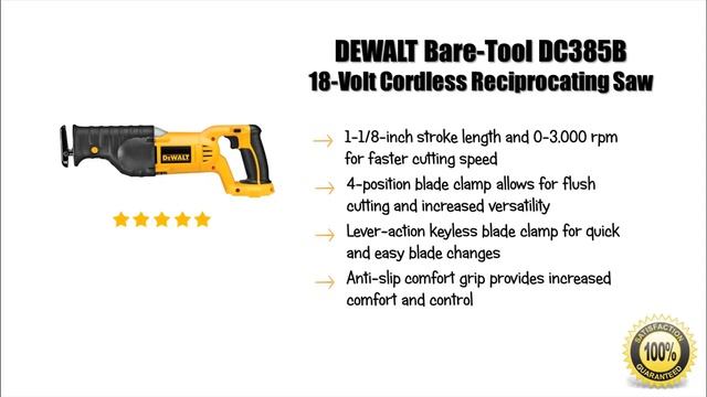 DEWALT Bare-Tool DC385B - Best Selling Cordless Reciprocating Saw