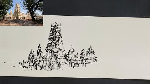 Hindu Temple / Panorama / Urban Sketching смотреть онлайн