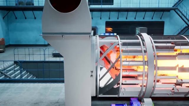 3D-модель сушильного барабана АБЗ с газовой горелкой смотреть онлайн