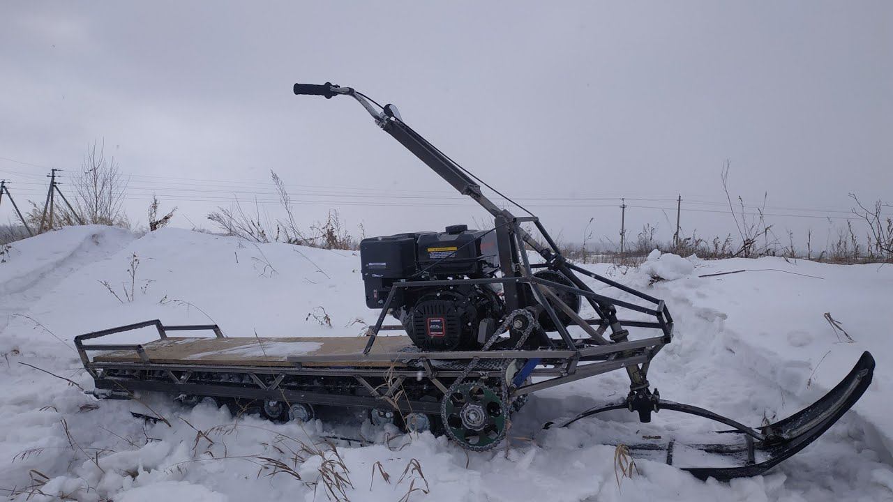 Самодельный мотоснегокат. СнегоКОТ. Обзор снегоката. смотреть онлайн