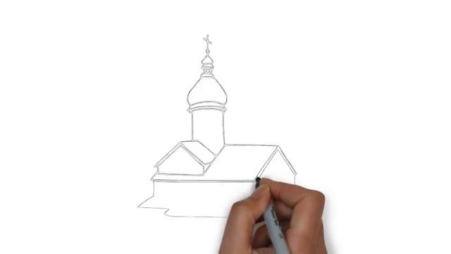 как нарисовать церковь,how To Draw A Church,cómo Dibujar Una Iglesia,come Disegnare Una Chiesa