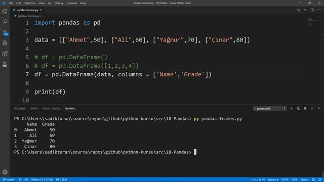Python - Pandas DataFrame Tanımlamaları смотреть онлайн