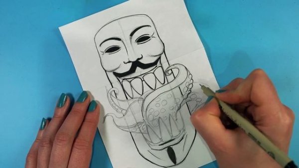 Рисую АНОНИМУС | мем Анонимус (Anonymous)